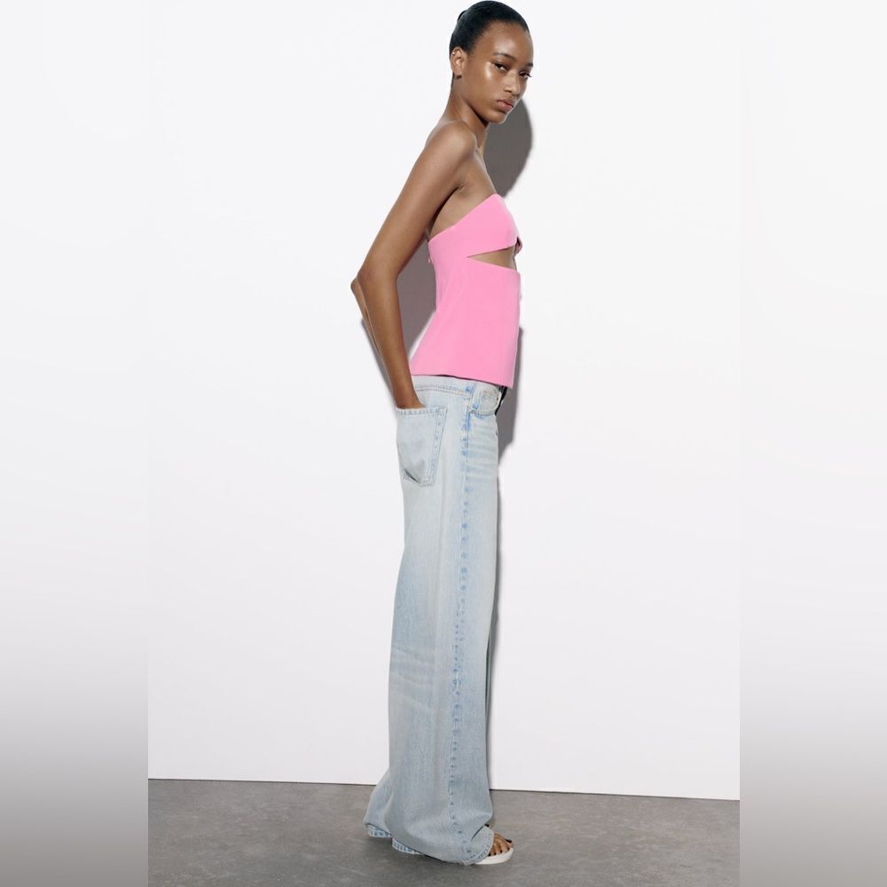 ZARA WOMAN SS23 PINK STRAPLESS CUT OUT TOP, SIZE LARGE, NEVER WORN, NO TAG‎ - Picture 4 of 8